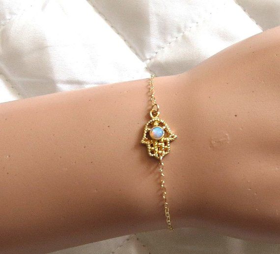 Hamsa Bracelet Opal Gold Silver Hamsa Bracelet Gold