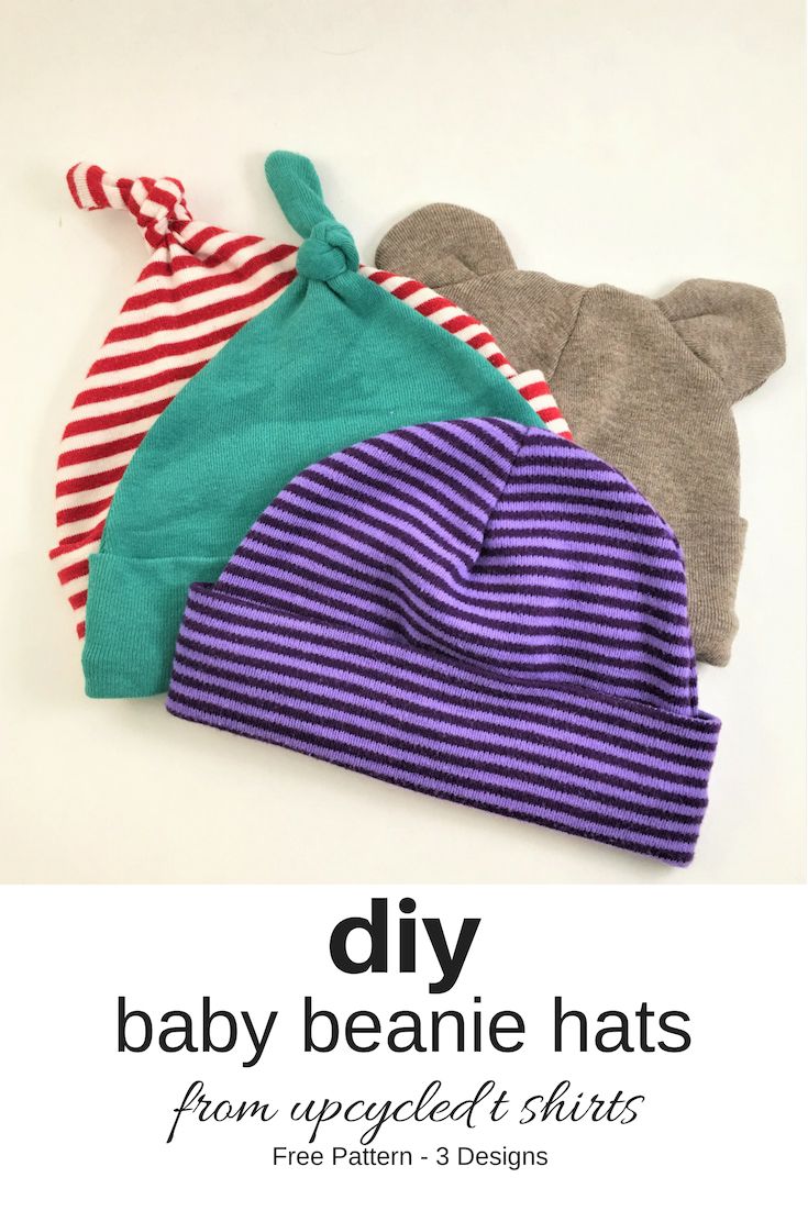 Diy Baby Beanie Hats from Recycled T shirts #beaniehats