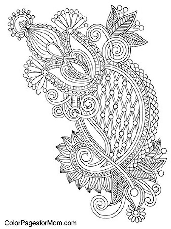 Paisley Abstract Doodle Zentangle Coloring Pages Colouring Adult