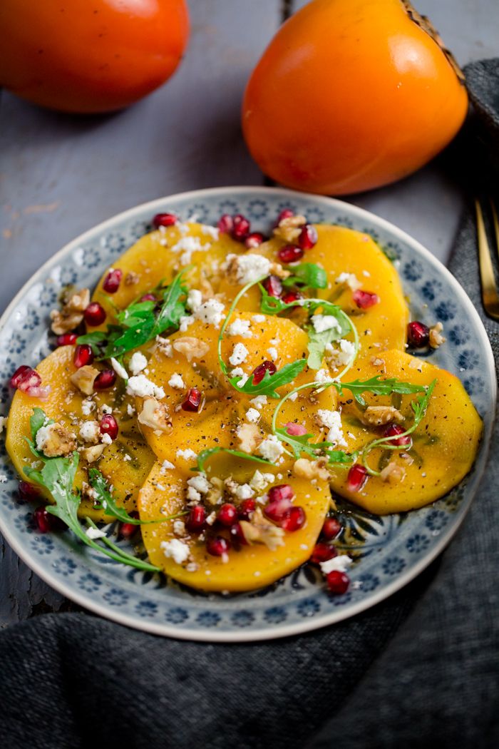 Kaki-Carpaccio mit Granatapfel, Feta und Walnüssen - Kaki at it's best - Kuechenchaotin