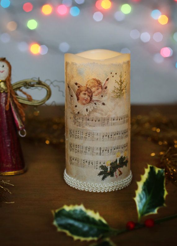 led christmas candle christmas candle decoupaged candle rustic vintage candle christmas decoration - Led Christmas Candles led christmas candle christmas candle decoupaged candle rustic vintage candle christmas decoration - Led Christmas Candles