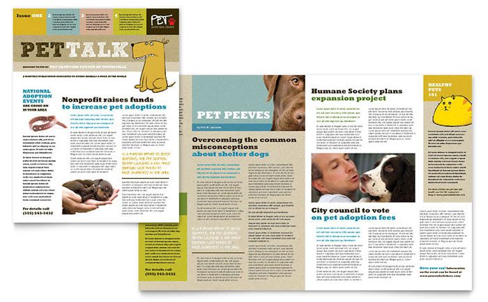 animal shelter and pet adoption newsletter design template by
