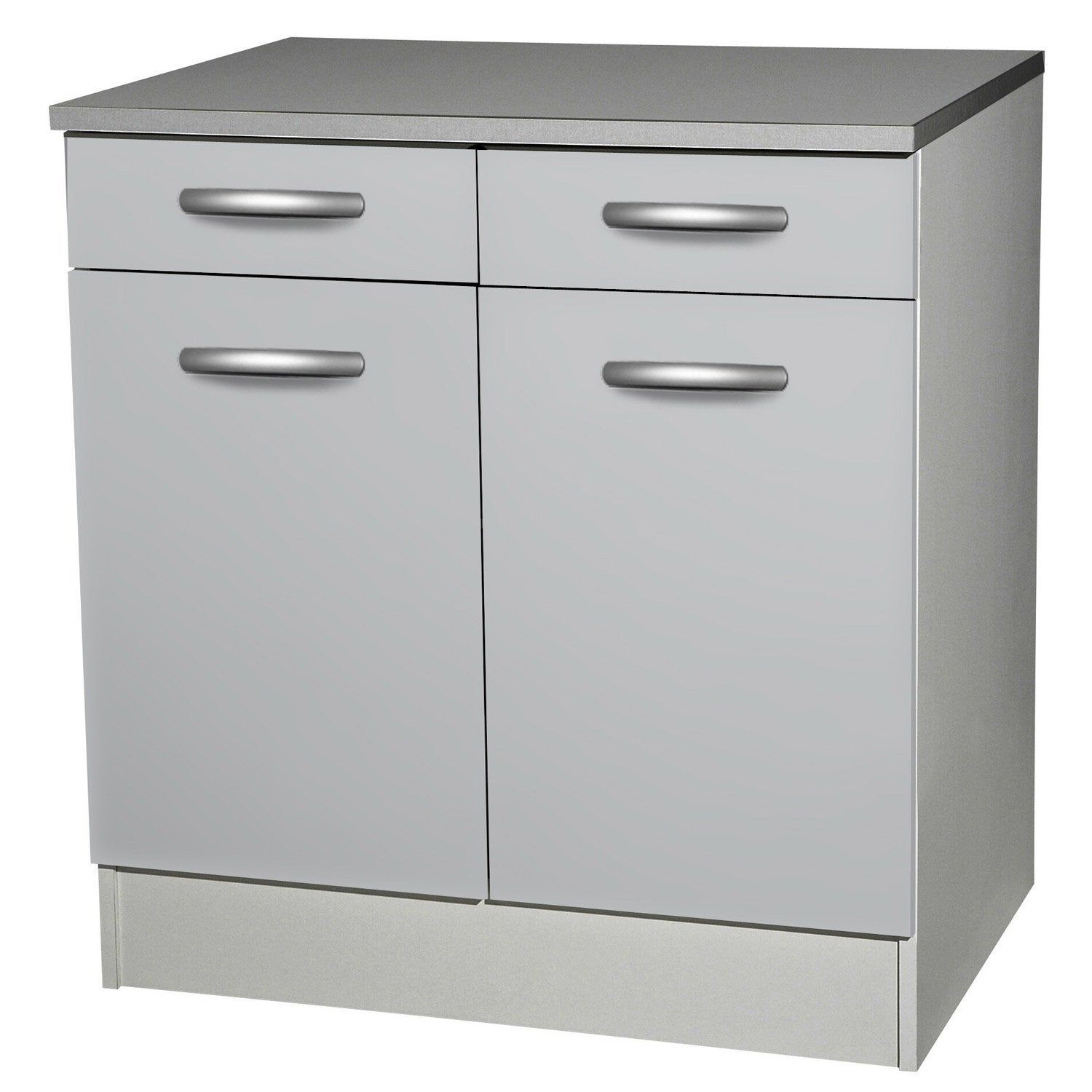 Meuble de cuisine bas 13 portes + 13 tiroirs, gris aluminium, h13x Meuble de cuisine bas 13 portes + 13 tiroirs, gris aluminium, h13x