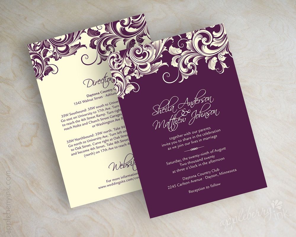 Image Of Jora Eggplant Purple Wedding Invitations At Tips Image Of Jora Eggplant Purple Wedding Invitations