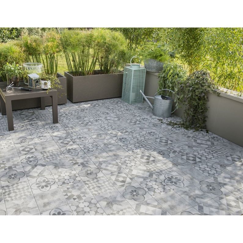 carrelage sol exterieur forte effet carreau de ciment grisblanc villa l20xl20 cm leroy merlin relooking du patio carrelage sol sol exterieur