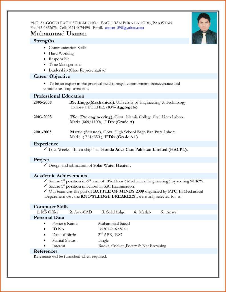 Image result for download best resume format for fresher