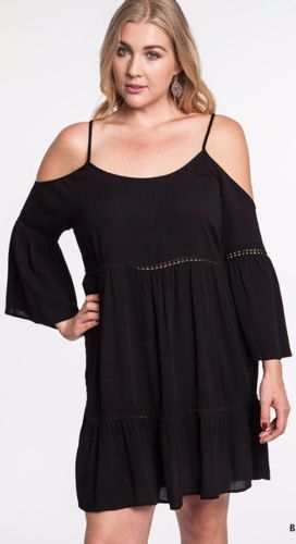 umgee plus size cold shoulder dress 2 colors lace bell sleeve umgee plus size