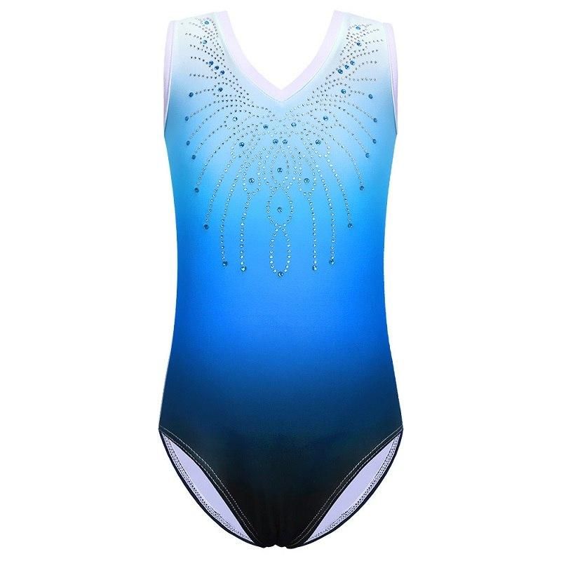 ESHOO Girls Sleeveless Gymnastics Sparkle Gradient Color Ballet Dance Leotards