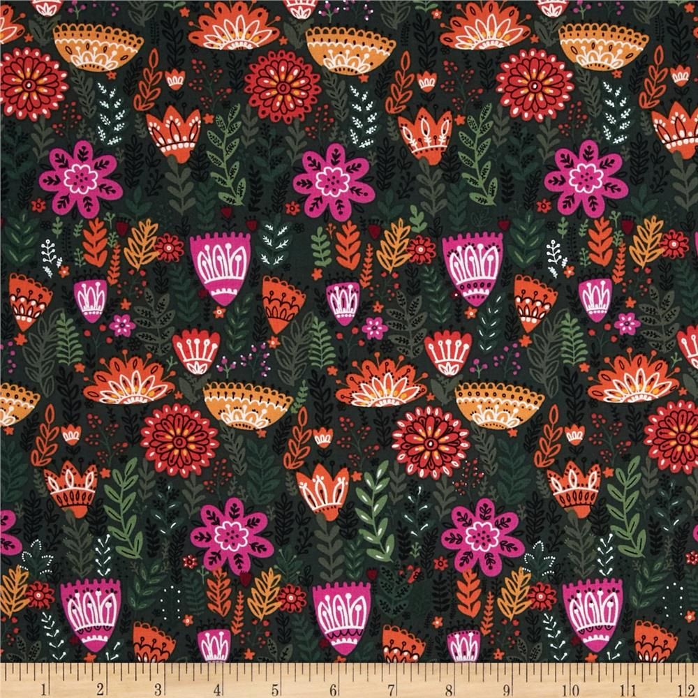 Windham Wild Field by Dinara Mirtalipora 40248 X Firn Floral Cotton Fabric Windham Wild Field by Dinara Mirtalipora 40248 X Firn Floral Cotton Fabric