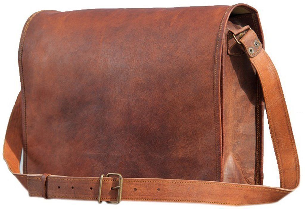 ANUENT leather bags Vintage Soft Leather Messenger Brown Real Laptop Satchel Bag Genuine Briefcase