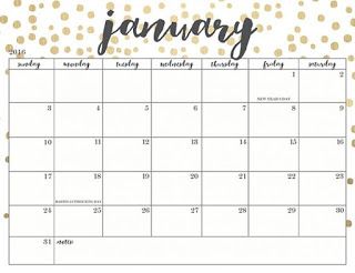 printable january calendar 2018