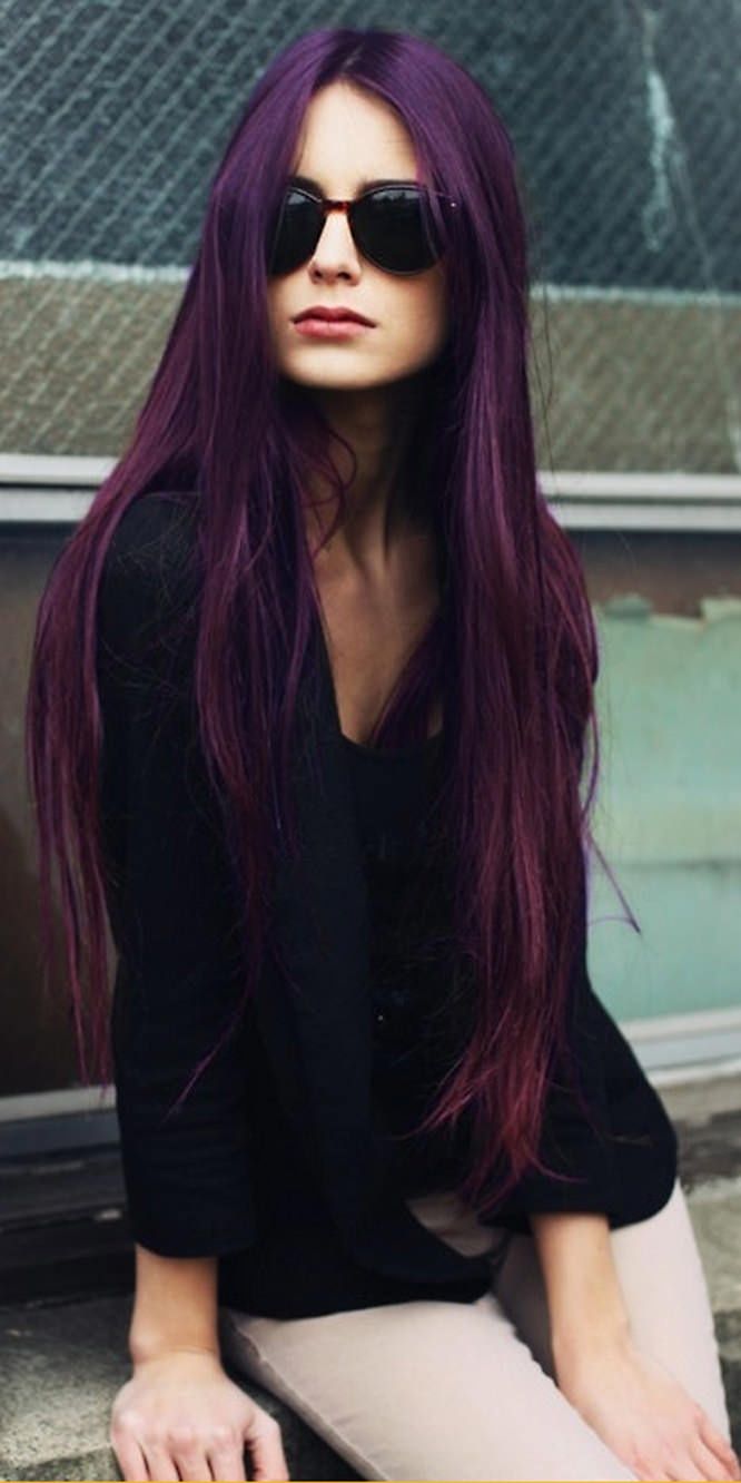Purple Dye On Medium Brown Hair No Bleach I Would Love This Over All The Hair Purple Underneath Hair Bleached Hair Brown Hair Dye