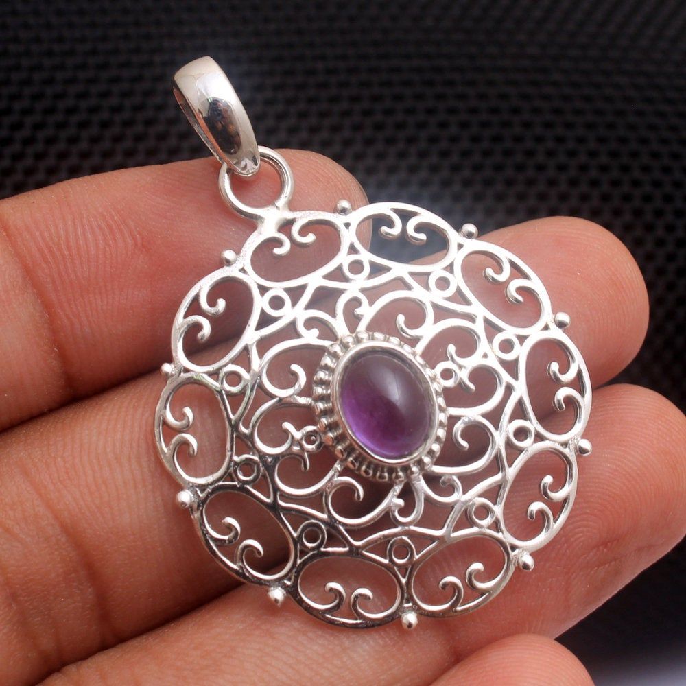 Pretty Purple Amethyst Quartz Silver Plated 7 Grams Earring 1.75 Long Handmade Jewellry