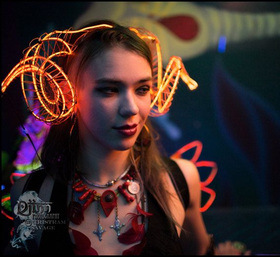 These Are So Damn Cool El Wire Ram Horns Red And Orange For