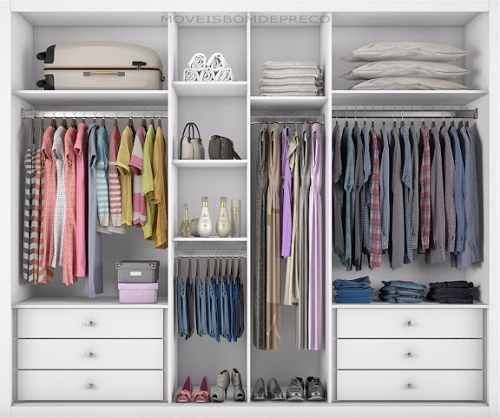 roupeiro 100%mdf 3 portas,espelho 6 gavetas toulon novo hori Wardrobe Interior Design, Wardrobe Design Bedroom, Master Bedroom Closet, Bedroom Furniture Design, Master Suite, Boy Bedroom, Bedroom Wall, Bedroom Decor, Bedroom Cupboards