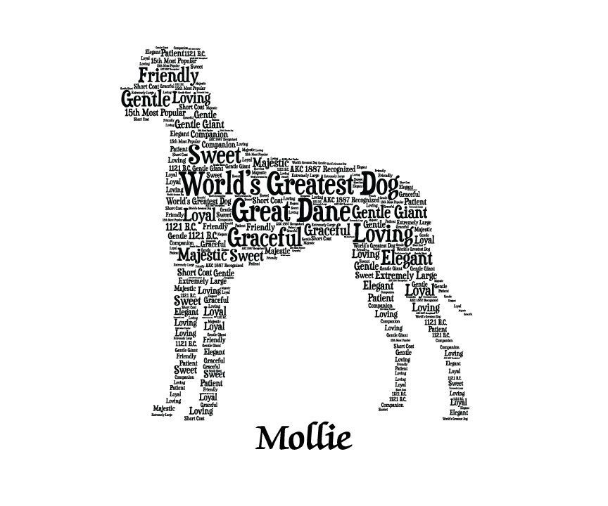 Personalized Gift Great Dane Line Drawing