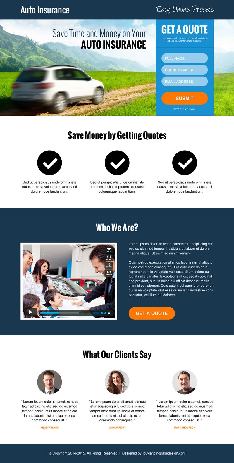 Minimal Auto Insurance Converting Responsive Landing Page Design