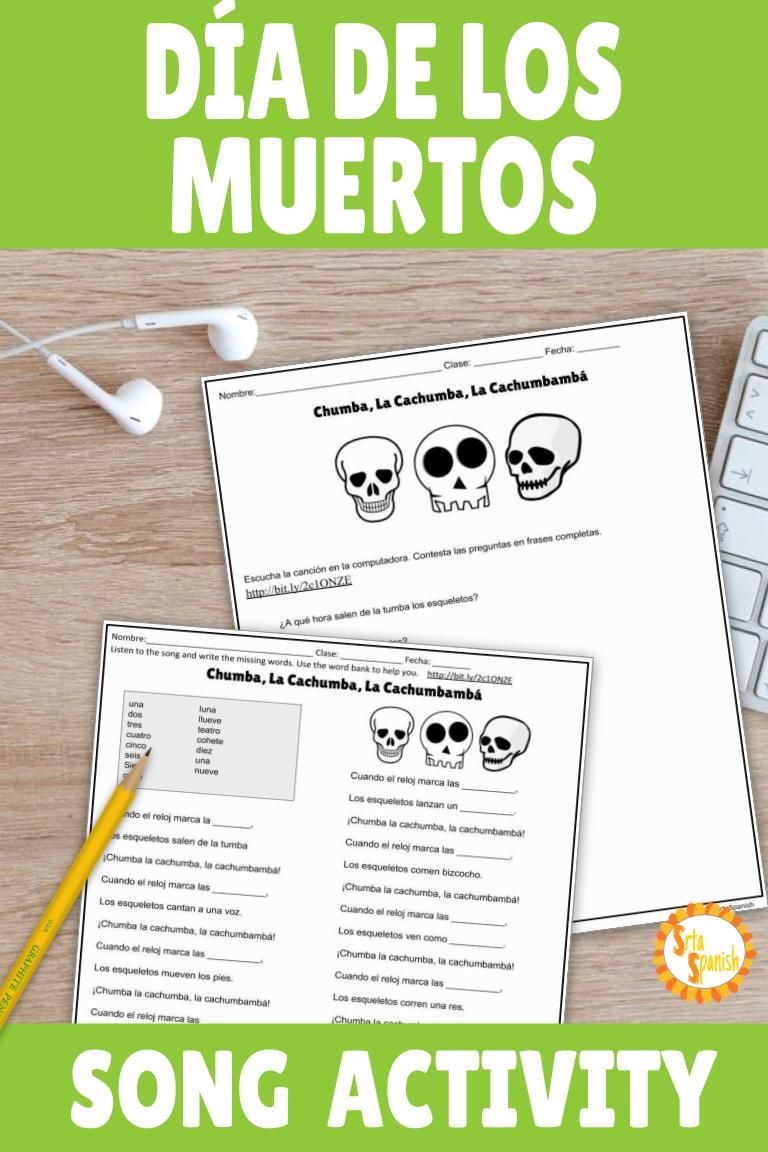 Need An Idea For Día De Los Muertos For Your Classroom This Song Is Perfect For Your Novic Telling Time In Spanish Learning Spanish Spanish Teaching Resources