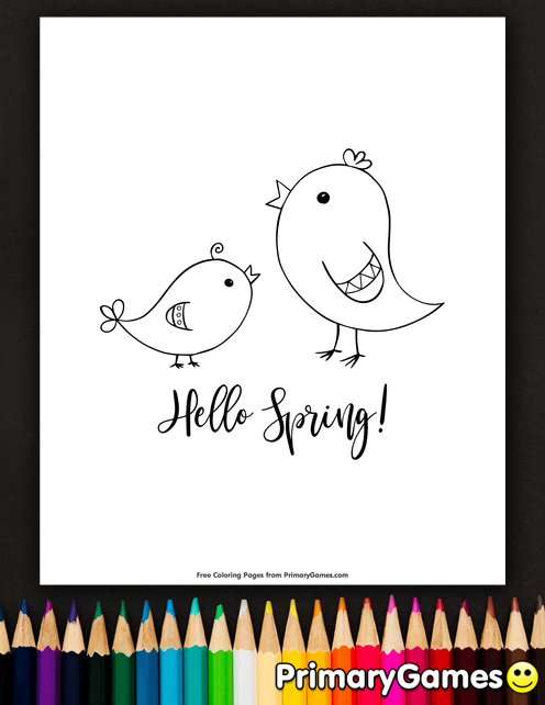 Download Hello Spring Coloring Page • FREE Printable eBook | Spring ...