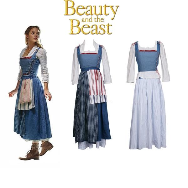Beauty And The Beast COSplay Costume Apron Suit Belle Maid Dress