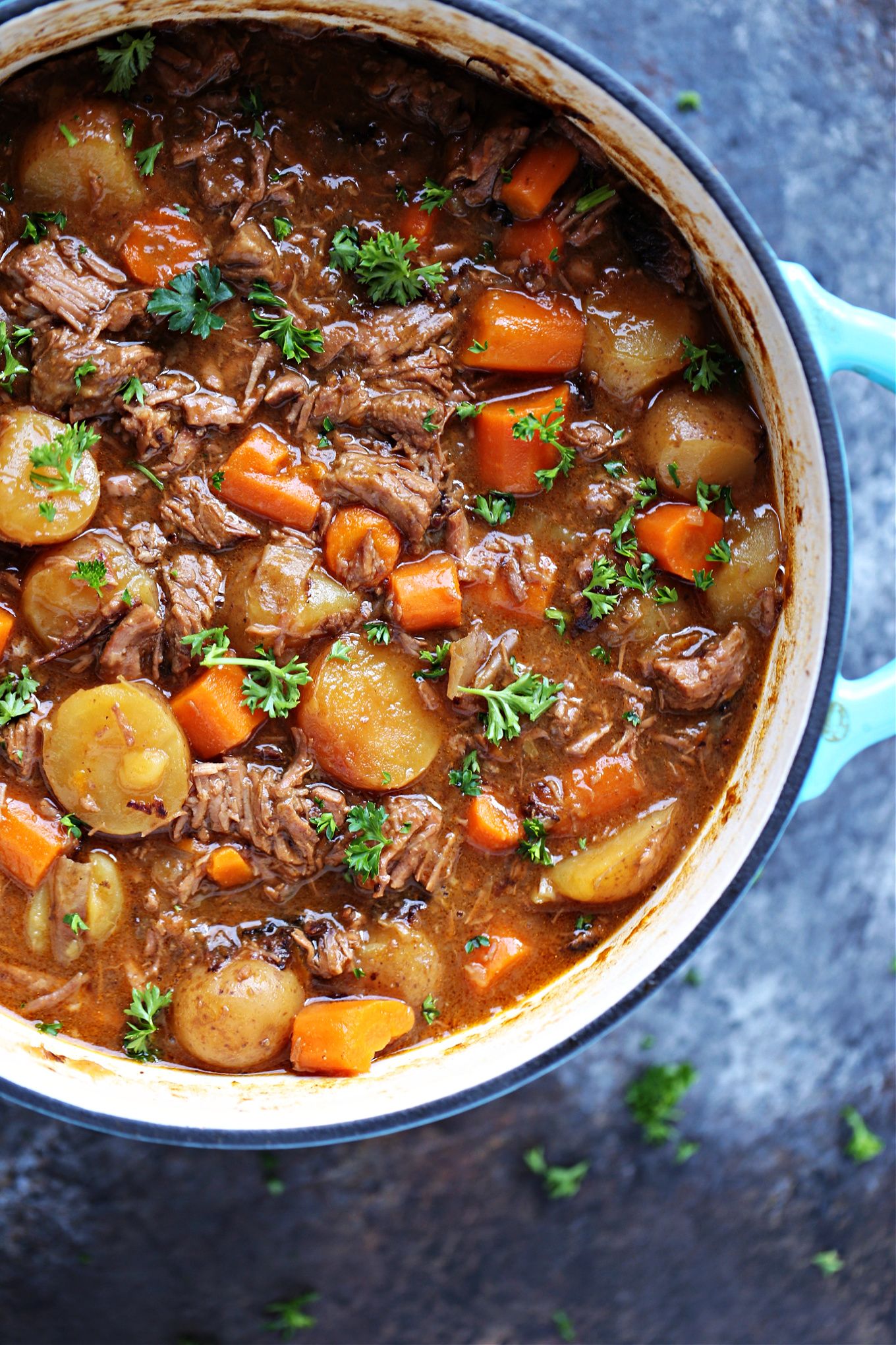 This Guinness Beef Stew recipe is made on the stovetop in a Dutch oven ...