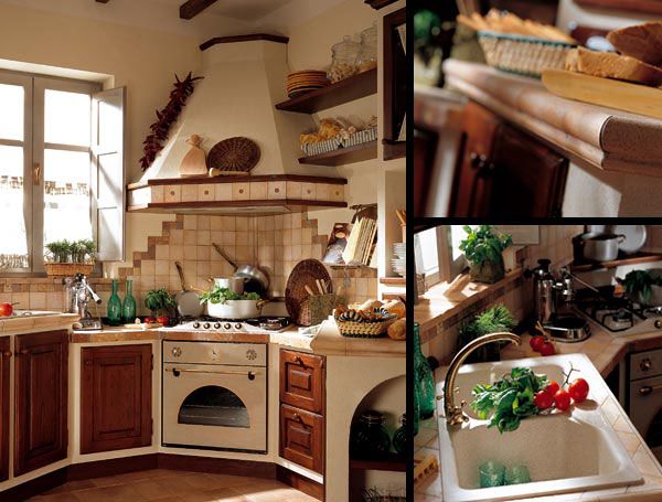 Cucina in stile country chic con isola, finitura Grigio