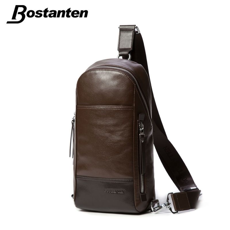 Men Genuine Leather Vintage Crossbody Chest Pack Messenger Shoulder Cowhide Bag