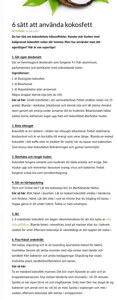 kokosfett i te