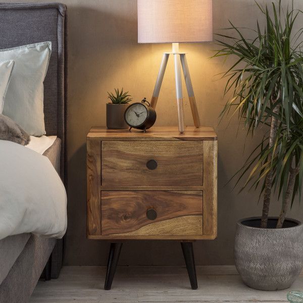 Nachtkastje van sheesham hout | Lavis Lynn | LUMZ Lynn, Nightstand, Modern, Bedroom, Furniture, Home Decor, Bedside Lamp, Natural Colors, Scandinavian Design