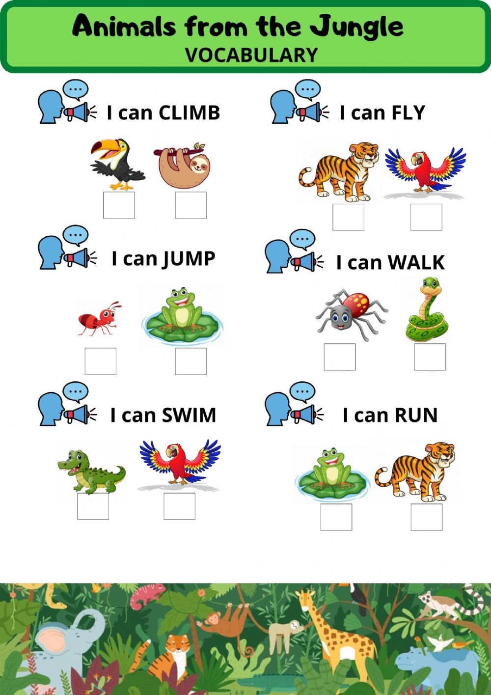 Wild animals interactive worksheet for grade 1/ grade 2