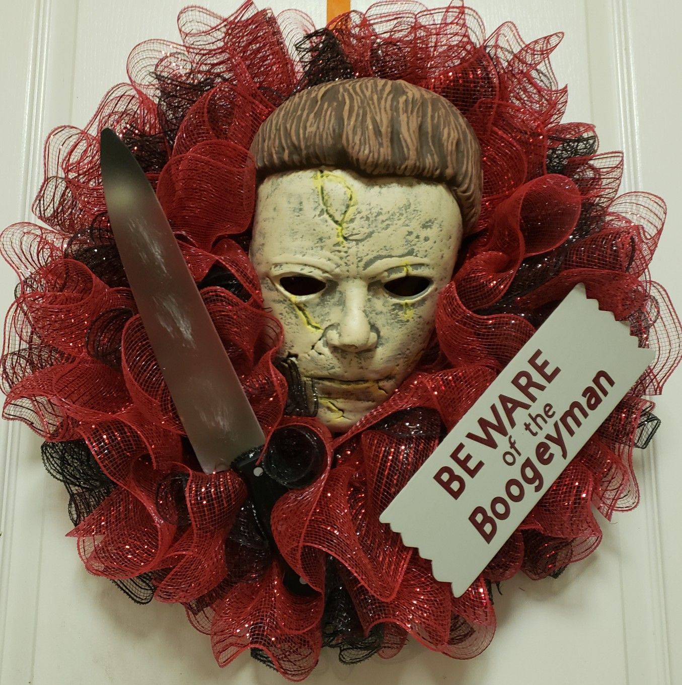Halloween, Micheal Myers, Boogeyman wreath Scary decorations