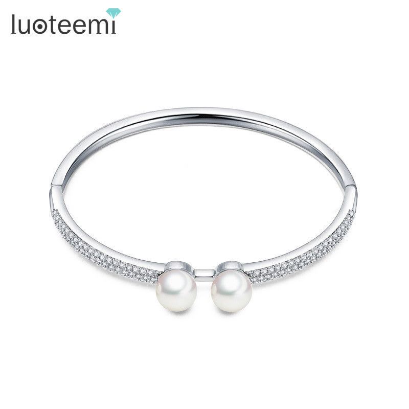 Femmes Plaqué Argent Fleur Coeur Cristal Bracelet Charme Cuff Bangle Bijoux Cadeau