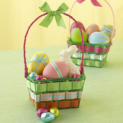 Set of 4 Felt Basket Party Easter Basket Easter Egg Hunt Kids Basket Handle