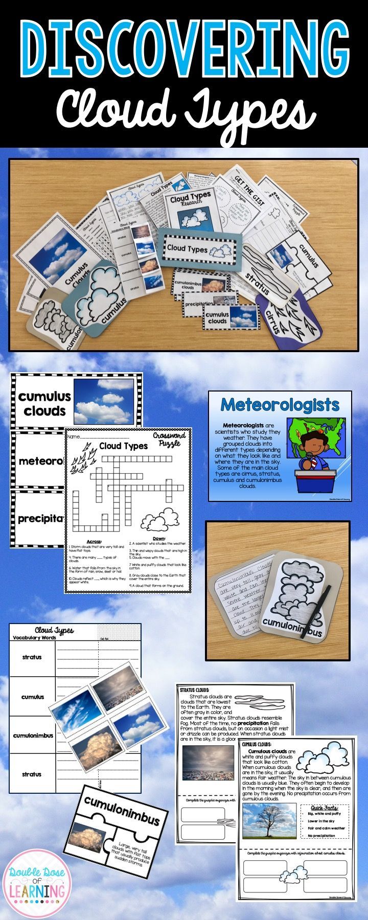 cloud types research unit with powerpoint preschool pinterest types of clouds powerpoint