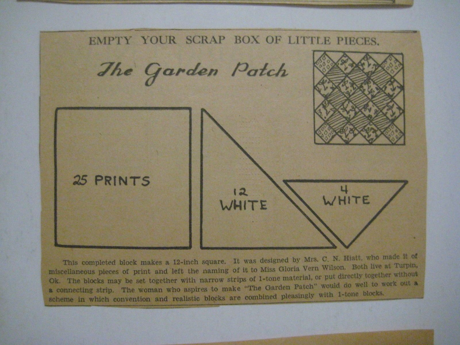 Vintage 1930 S Original Newspaper Quilt Block Patterns Kansas City