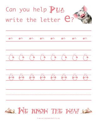 learn to write the letter e weekly free moana handwriting