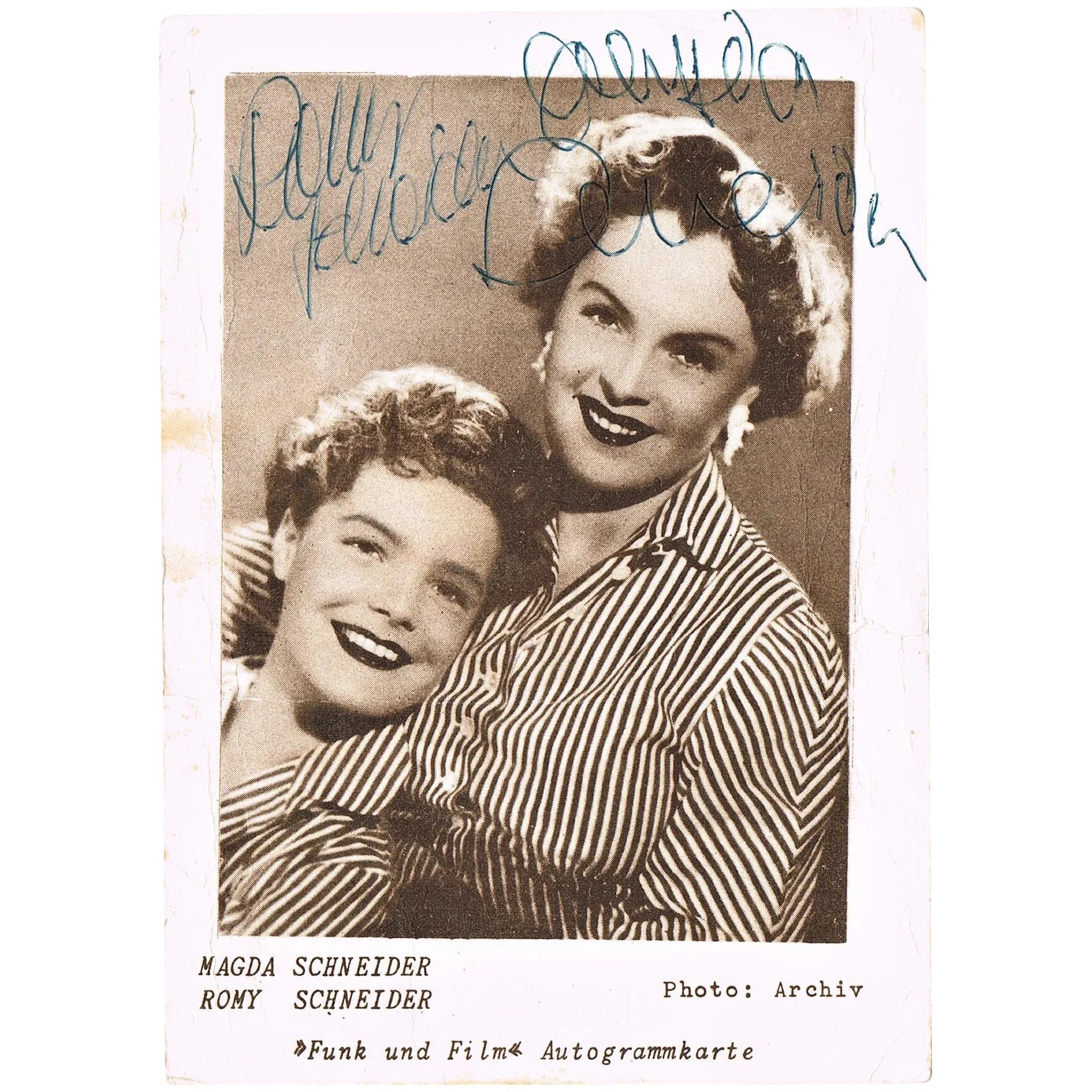 Romy Schneider And Magda Schneider Autographs On Postcard Coa Romy Schneider Magda Schneider Postcard