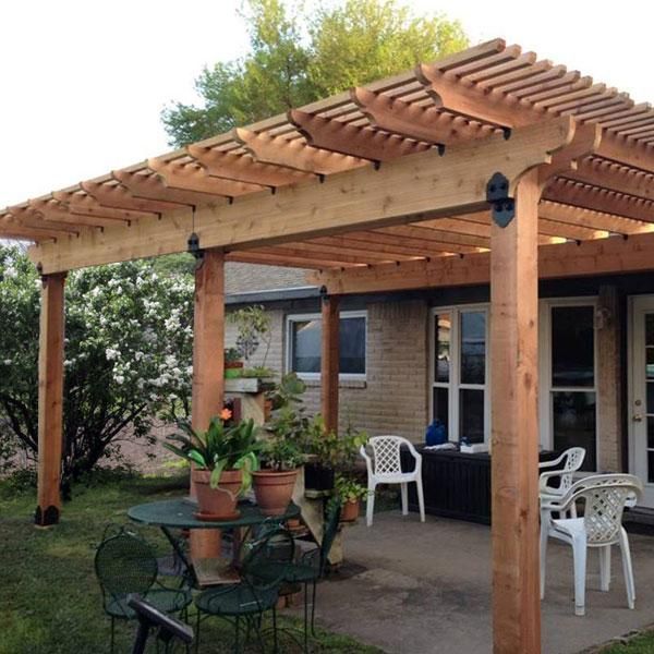 This Image Features A Pergola Constructed Using The Post Base Kit This image features a pergola constructed using the Post Base Kit, Post to Beam Bracket Kit, and Rafter Clips from OZCO Ornamental Wood Ties - This Image Features A Pergola Constructed Using The Post Base Kit
