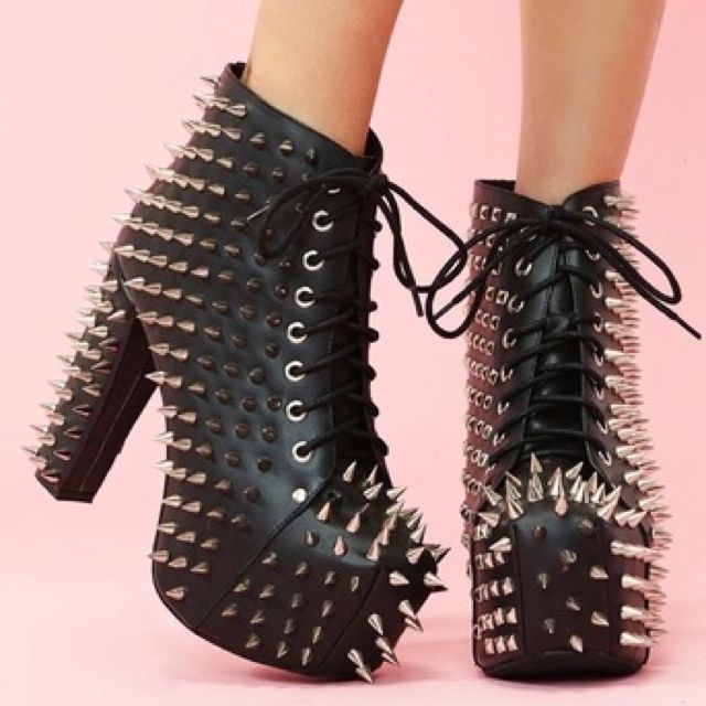 Lita Spike Platform Boot Hæler, gotiske sko, Damesko Heels, Gothic shoes, Women shoes