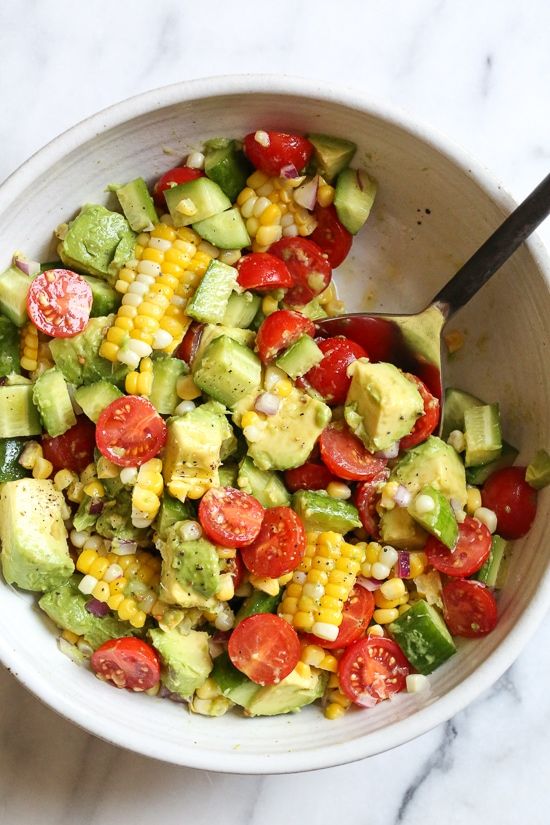 Corn avocado and tomato salad