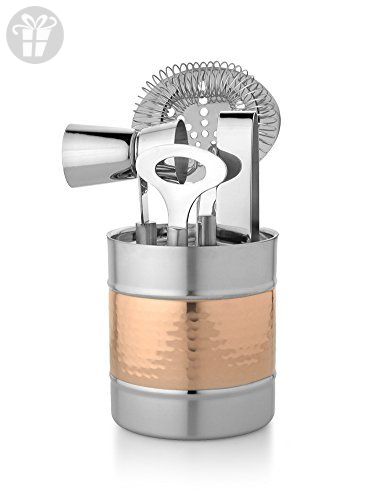 Francois Et Mimi Stainless Steel Tail Bar Tool Kit Set Includes Francois Et Mimi Stainless Steel Tail Bar Tool Kit Set Includes Ice Tongs Double Jigger With Handle Strainer And Key Bottle Opener