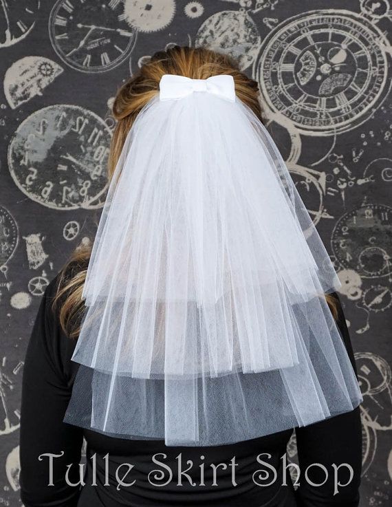 bachelorette idea Bridal shower veil hen party veil long length bachelorette veil Bachelorette party Veil 2-tier white wedding veil
