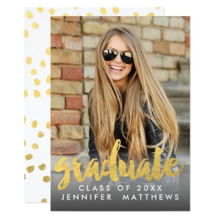 photo graduation announcement faux gold foil card party where can i buy graduation announcements