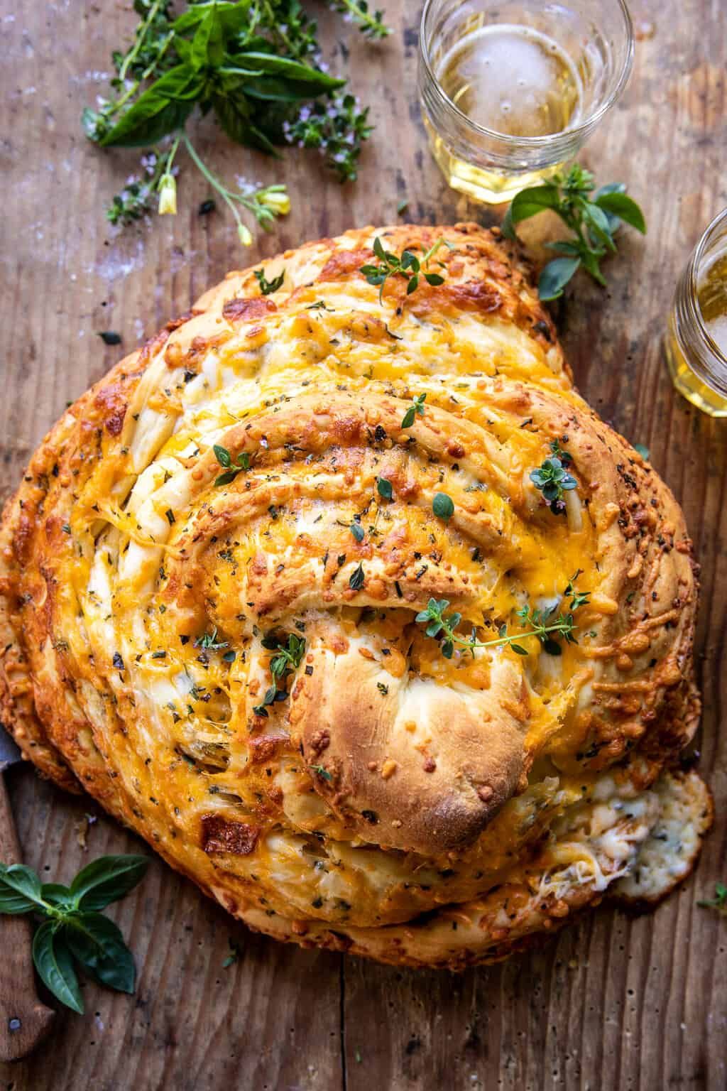 Soft Garlic Herb Cheddar Cheese Bread | halfbakedharvest.com Fall Bread Recipes, Bread Recipes Homemade, Cooking Recipes, Herb Recipes, Winter Recipes, Half Baked Harvest Recipes, Bread Shaping, Cheddar Cheese, Garlic Cheese Bread