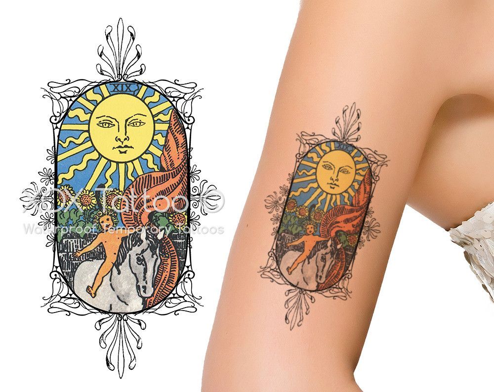 The Sun Tarot Card Waterproof Temporary Tattoos Tattoos The Sun Tarot Card Temporary Tattoos
