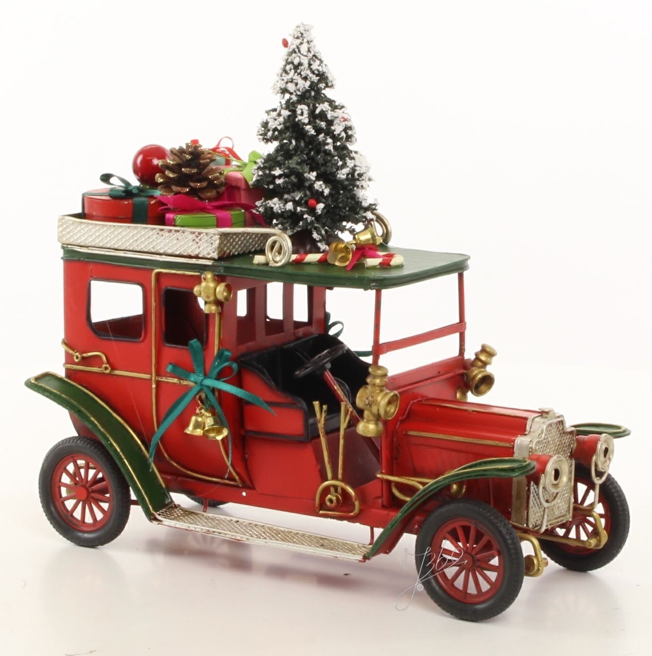 Nostalgie Blechauto Oldtimer Retro rot Weihnachtsdeko Weihnachtsmannmobil