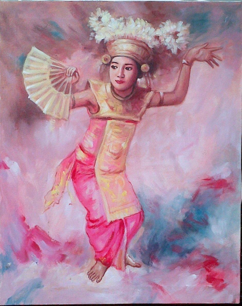 Lukisan Penari Bali, oil on canvas, 40 x 50 cm, harga nego Lukisan
