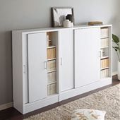 Wall bookshelf (open) that fits books of different heights neatly …