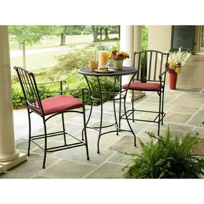 Outdoor Garden Oasis Wilder Wrought Iron High Bistro Set Red Patio Decor Furniture Sets Outdoor Patio Decor Wrought Iron, Garden Oasis Patio Chair Cushions