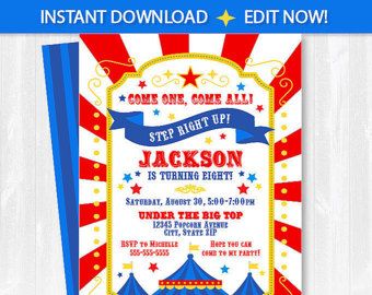 circus invitations carnival birthday